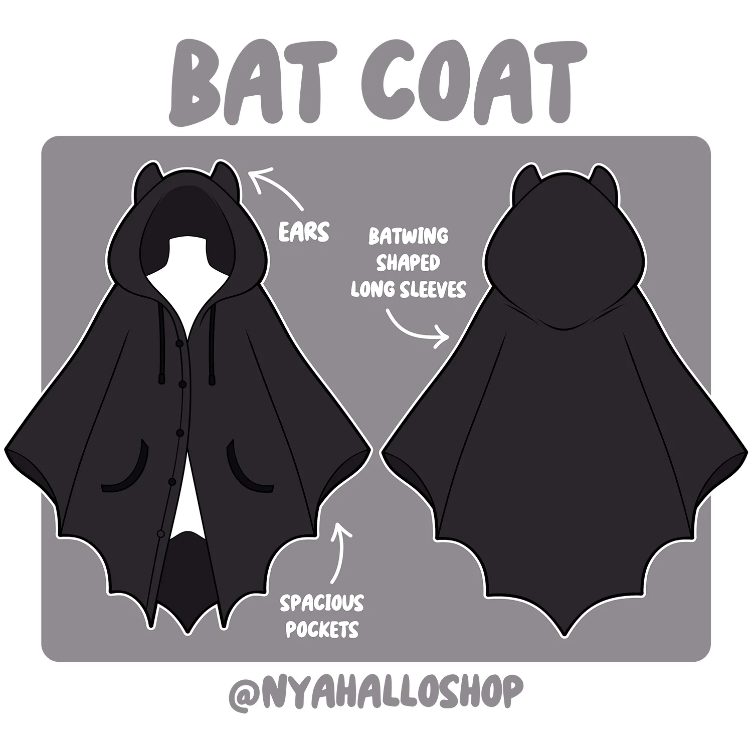 Bat Cloak | Oversized Gothic Drama Cloak in Cotton Twill [Pre-order, Ships Q2 2026]