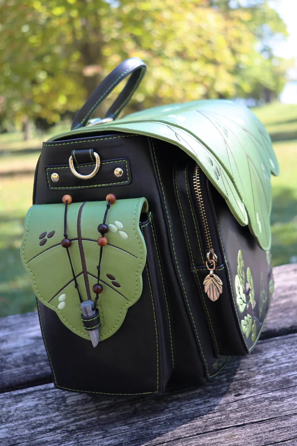 Druid Backpack | Leafy Fantasy Bag with Custom Zipper and Oak Lining, SHIPS Q2 2026 - Image 4