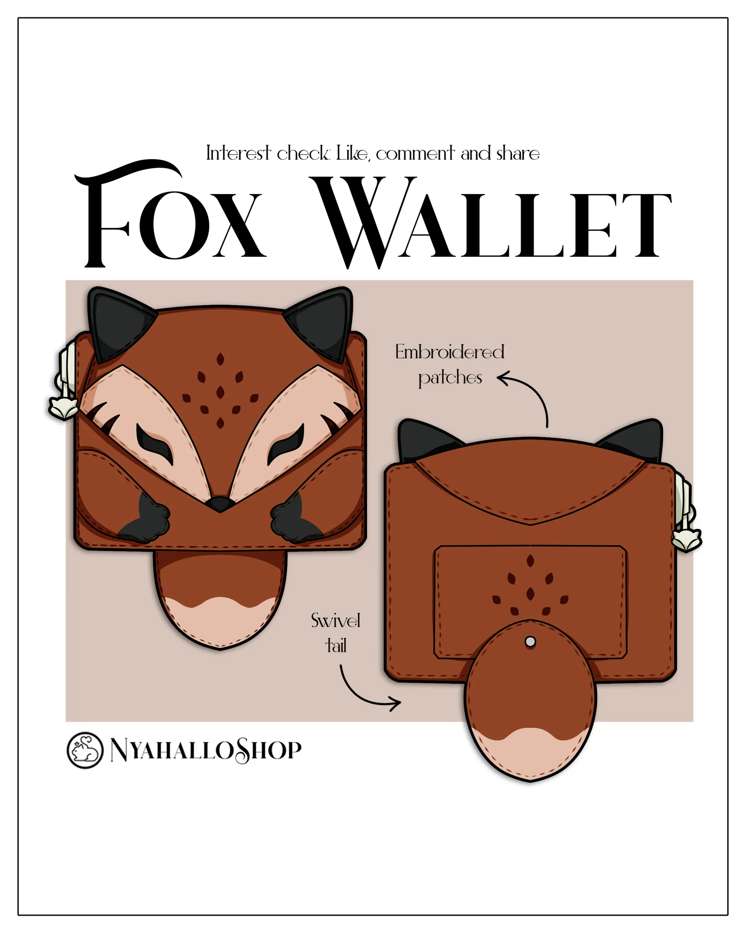 Fox Wallet | Vegan Leather Embroidered Wallet - Image 5