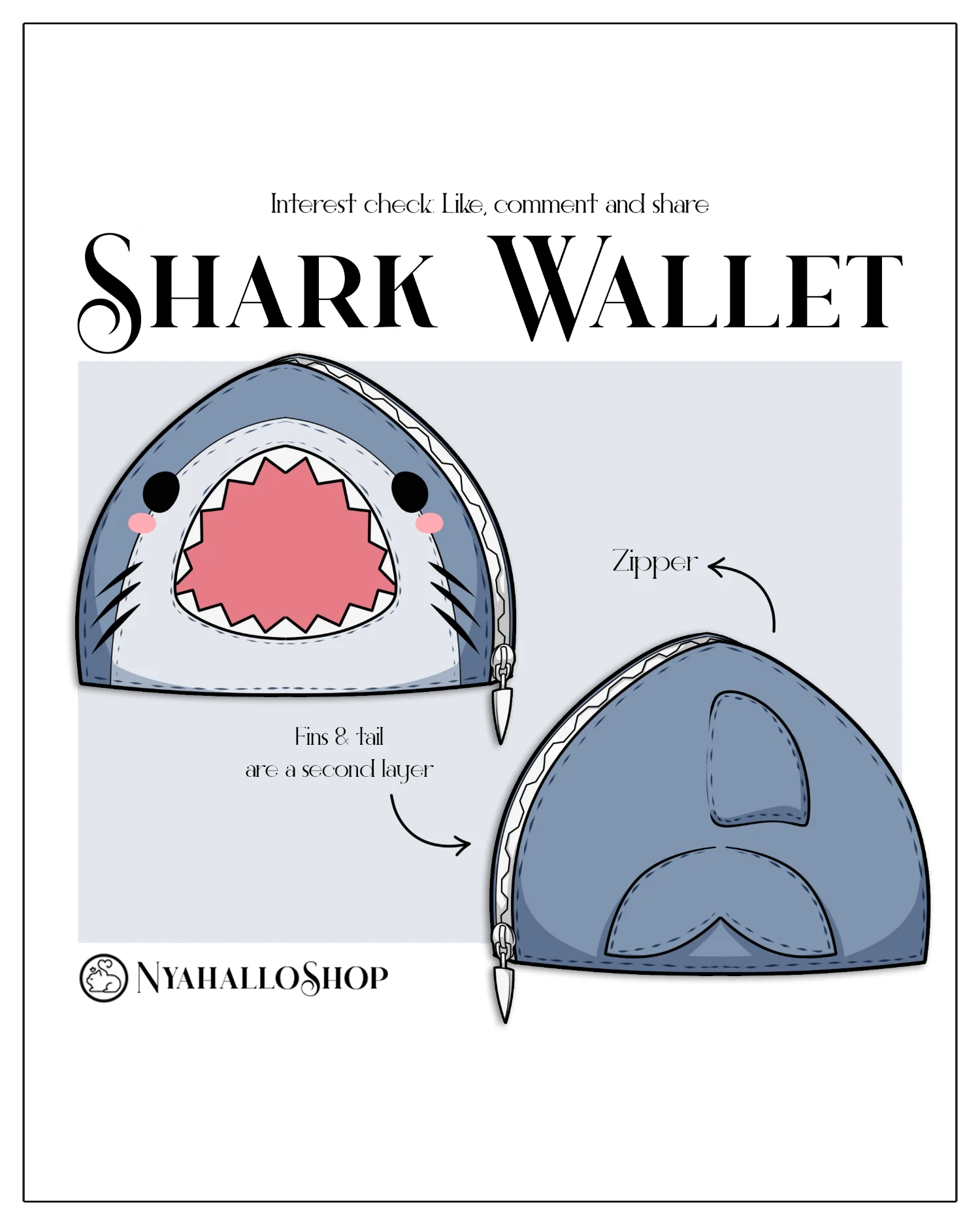Shark Wallet | Vegan Leather Zipper Wallet - Image 5